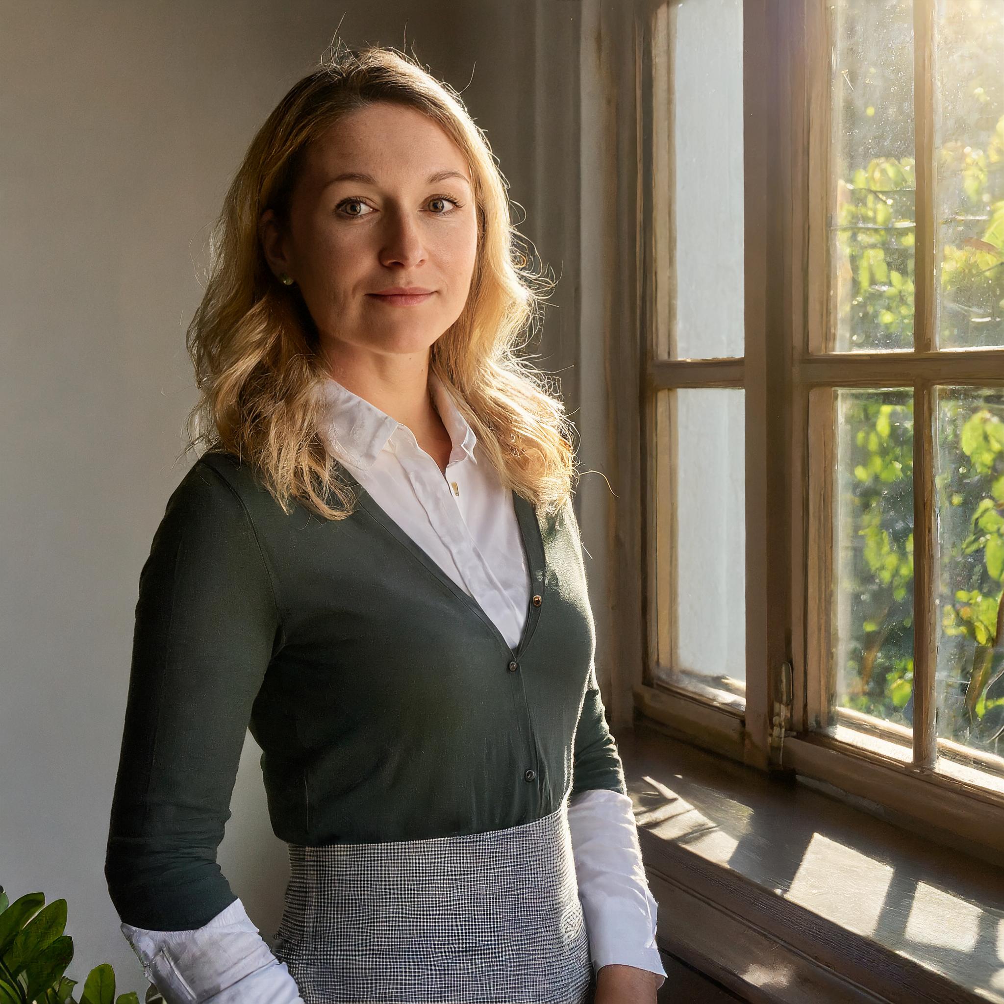 Portrait einer jungen Frau, die sympathisch und zugänglich wirkt.